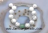 CGB6936 12mm round white howlite & green aventurine adjustable bracelets