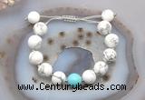 CGB6942 12mm round white howlite & blue howlite adjustable bracelets