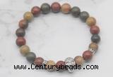 CGB7354 8mm picasso jasper bracelet with skull for men or women