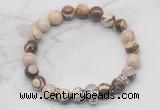 CGB7356 8mm brown zebra jasper bracelet with skull for men or women