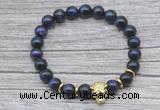 CGB7523 8mm purple tiger eye bracelet with tiger head for men or women