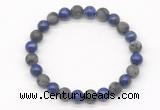 CGB8035 8mm lapis lazuli & matte black labradorite beaded stretchy bracelets