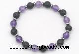 CGB8137 8mm amethyst, black lava & hematite power beads bracelet