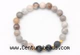 CGB8173 8mm bamboo leaf agate & black lava beaded stretchy bracelets