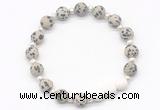 CGB8209 8mm matte dalmatian jasper & white lava beaded stretchy bracelets