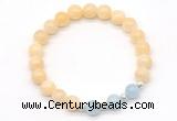 CGB8227 8mm honey jade & aquamarine beaded stretchy bracelets