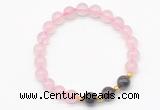 CGB8249 8mm rose quartz & garnet beaded stretchy bracelets