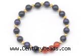 CGB8259 8mm purple yellow tiger eye & red agate beaded stretchy bracelets