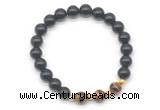 CGB8261 8mm black obsidian & grade AA yellow tiger eye beaded stretchy bracelets