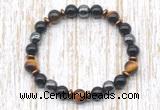 CGB8361 8mm yellow tiger eye, black onyx & hematite energy bracelet