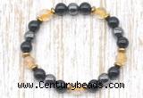 CGB8410 8mm citrine, black onyx & hematite energy bracelet