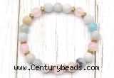 CGB8453 8mm amazonite, rose quartz & hematite power beads bracelet