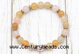 CGB8456 8mm yellow aventurine, rose quartz & hematite power beads bracelet