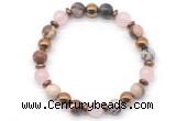 CGB8496 8mm rose quartz, zebra jasper & hematite energy bracelet