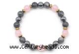 CGB8521 8mm rose quartz, black labradorite & hematite energy bracelet