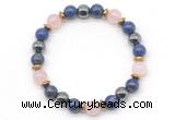 CGB8524 8mm rose quartz, lapis lazuli & hematite energy bracelet