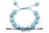 CGB8552 12mm round blue howlite adjustable macrame bracelets