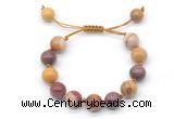 CGB8560 12mm round mookaite adjustable macrame bracelets