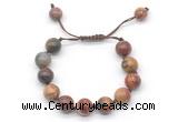 CGB8574 12mm round picasso jasper adjustable macrame bracelets