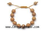 CGB8575 12mm round wooden jasper adjustable macrame bracelets