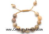 CGB8603 12mm round yellow crazy lace agate adjustable macrame bracelets