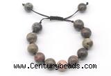 CGB8607 12mm round ocean agate adjustable macrame bracelets