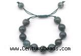 CGB8609 12mm round moss agate adjustable macrame bracelets