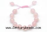 CGB8617 12mm round rose quartz adjustable macrame bracelets