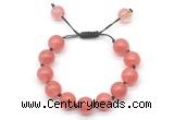 CGB8623 12mm round cherry quartz adjustable macrame bracelets