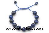 CGB8637 12mm round blue tiger eye adjustable macrame bracelets