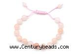 CGB8655 8mm,10mm round pink aventurine adjustable macrame bracelets