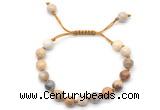 CGB8662 8mm,10mm round fossil coral adjustable macrame bracelets