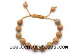 CGB8692 8mm,10mm round wooden jasper adjustable macrame bracelets