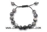 CGB8693 8mm,10mm round black water jasper adjustable macrame bracelets