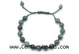 CGB8700 8mm,10mm round moss agate adjustable macrame bracelets