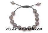 CGB8705 8mm,10mm round grey agate adjustable macrame bracelets