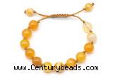 CGB8709 8mm,10mm round yellow banded agate adjustable macrame bracelets