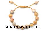 CGB8717 8mm,10mm round yellow crazy lace agate adjustable macrame bracelets