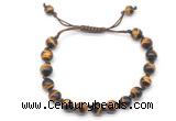 CGB8727 8mm,10mm round grade AA yellow tiger eye adjustable macrame bracelets