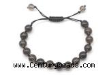 CGB8745 8mm,10mm round smoky quartz adjustable macrame bracelets