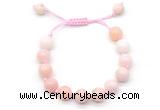 CGB8765 8mm,10mm round pink opal adjustable macrame bracelets