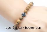 CGB8900 8mm, 10mm picture jasper & cross hematite power beads bracelets