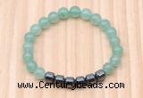 CGB8983 8mm, 10mm green aventurine & drum hematite beaded bracelets