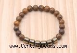 CGB8989 8mm, 10mm elephant skin jasper & drum hematite beaded bracelets