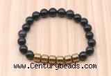 CGB9002 8mm, 10mm black obsidian & drum hematite beaded bracelets