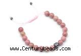 CGB9026 8mm, 10mm pink wooden jasper & drum hematite adjustable bracelets