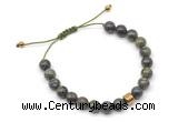 CGB9031 8mm, 10mm dragon blood jasper & drum hematite adjustable bracelets