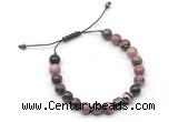 CGB9036 8mm, 10mm rhodonite & drum hematite adjustable bracelets