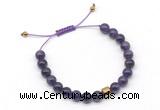 CGB9044 8mm, 10mm amethyst & drum hematite adjustable bracelets