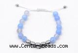 CGB9061 8mm, 10mm blue agate & drum hematite adjustable bracelets